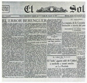 Articulo "El error Berenguer" escrito por José Ortega y Gasset
